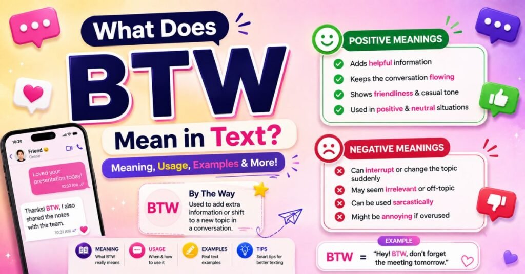 What Does BTW Mean In Text? Positive and Negative meanings