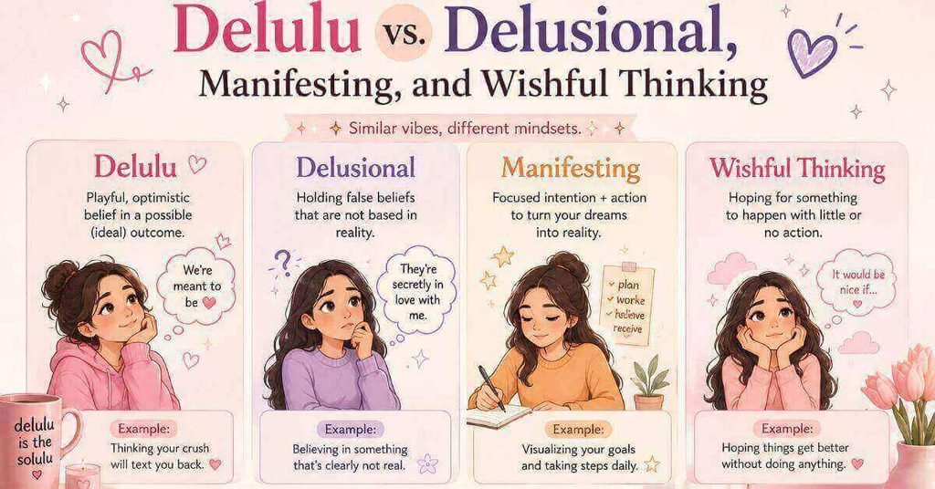 Delulu vs. Delusional, Manifesting, and Wishful Thinking